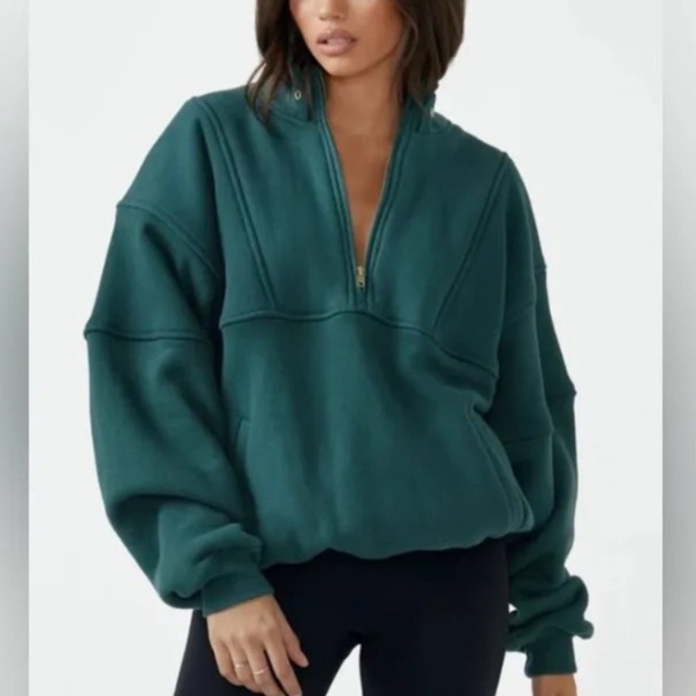 JOAH BROWN Retro Half Zip Jade Green